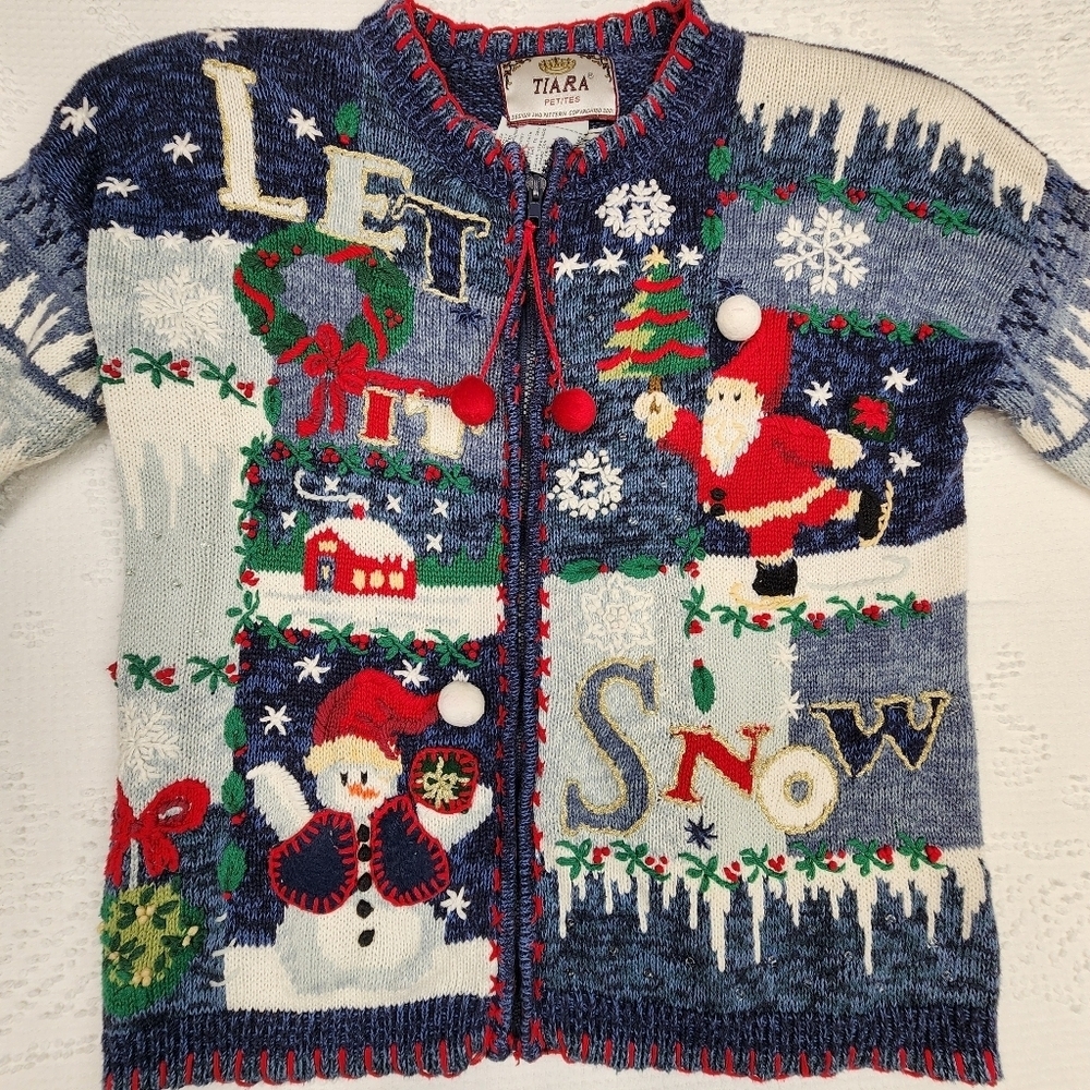 Tiara International Vintage Let It Snow Christmas Holiday Sweater Size Medium - Picture 3 of 12